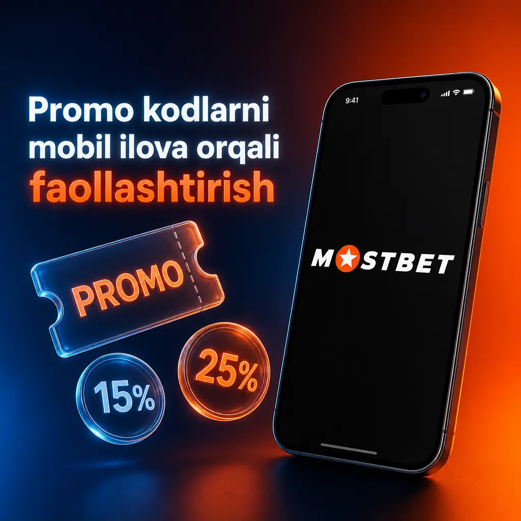 Mostbet mobil ilovasida promo kodni faollashtirish bosqichlarini ko'rsatuvchi qo'llanma tasviri